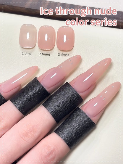 1/6Pcs 15ml Jelly Ice Nude Peelable Polish, UV/LED - Set, Formaldehyde - Free. Oval, Glossy. Good for Salon & DIY