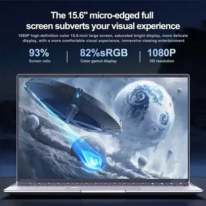 Ultratunn Laptop 15,6" Intel N5095 16/32GB DDR4 Upp till 2TB SSD – Windows 11 Fingeravtryck Bakbelyst Numeriskt Tangentbord FHD