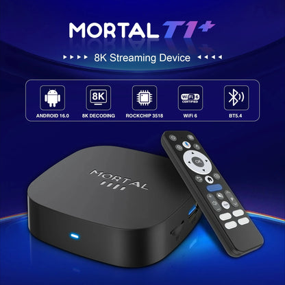 2026 T1+ Android 16 Smart TV Box Rockchip RK3518 WIFI6 BT 5.4 UI Interface 8K HD Media Player Voice Assistant Set Top Box IPTV