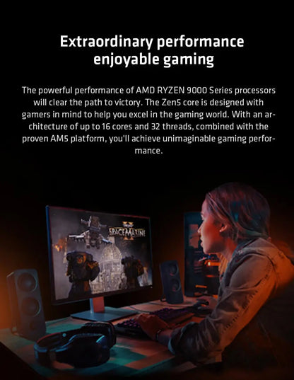 AMD Ryzen 5 9600X CPU 100% Brand New AMD 9600X Processor Up to 5.4GHz 6-Core 12-Thread 32MB L3 Cache Socket AM5 Zen 5 Gaming CPU