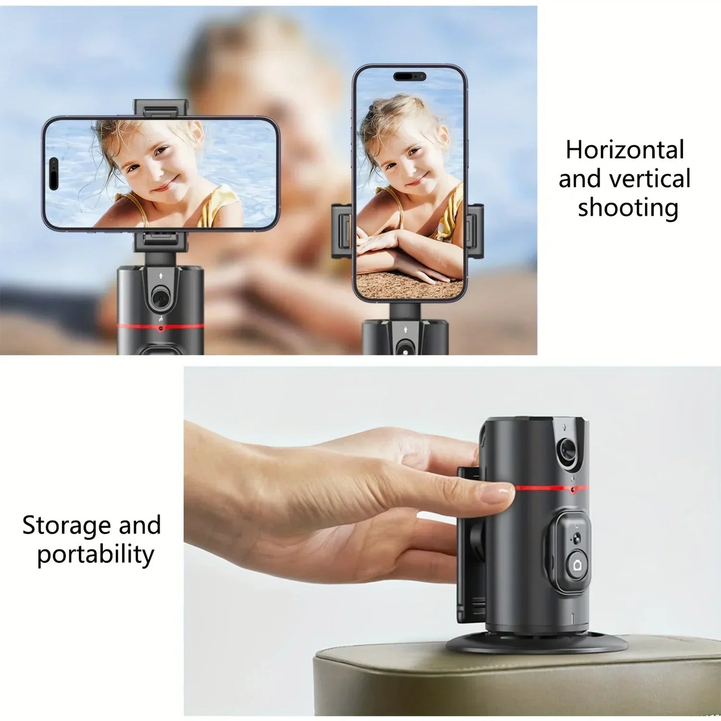 P02 360 ° Rotation Desktop Phone Stand Automatic Face Tracking for iPhone 16 15 Samsung S23 Xiaomi Handheld Gimbal Selfie Stick