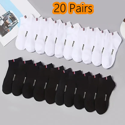 Herr Ankelstrumpor i Bomull 1–50-pack – Andningsbara, Tunna, Sport & Vardag, EU 38–45