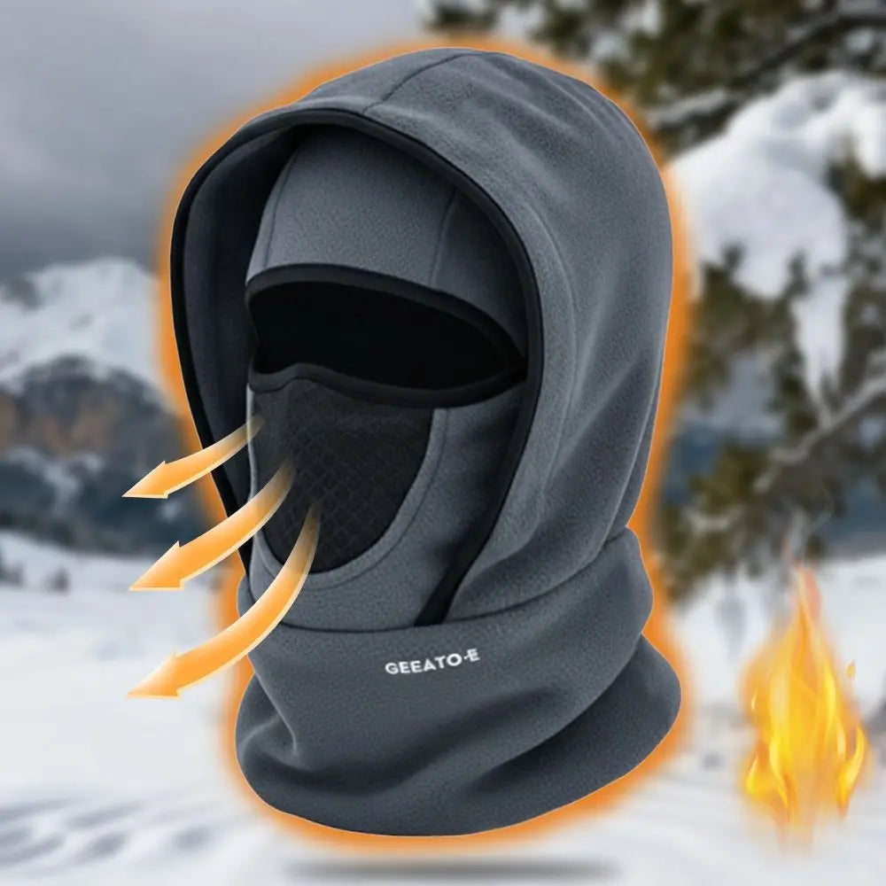 Vattentät balaklava i polarfleece med huva och halsvärmare