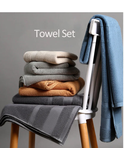 2pcs/Set Cotton Towels For Adults Towel Set Soft Bath Highly Absorbent Face Towel Comfortable Bathroom Shower Bath Towel Set