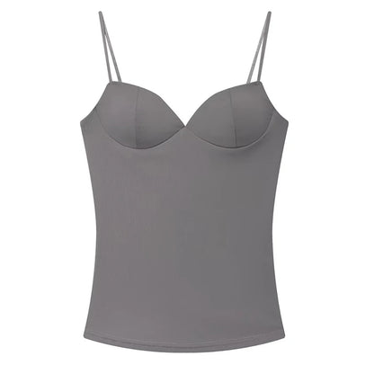 HXAO Sleeveless Crop Tops For Woman Corset Camisole Brown Top Women Bodycon Backless Sexy Tops With Straps Bustier Tank Tops