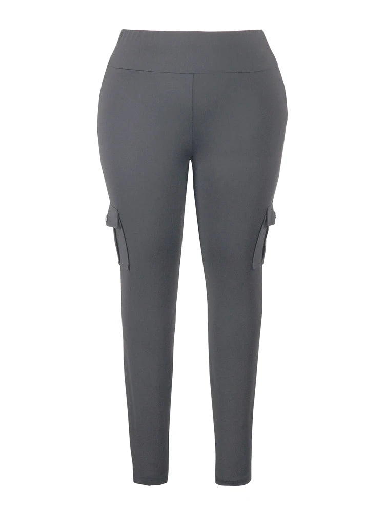 Plus Size Women's Butt Lift Leggings with Flap Pockets Women's Workout Leggings All Season All Season Casual Best Choice