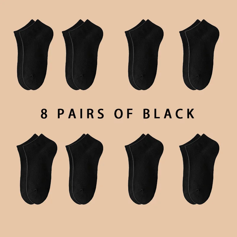 Shallow mouth invisible short socks with anti slip and anti fall features, black, white and gray basic design