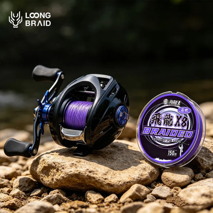 LOONG BRAID 150M 8 Strands PE Braided Fishing Line X8 Fade Resistant Purple Ultra Thinner Line Wear Resistant Fishing Line