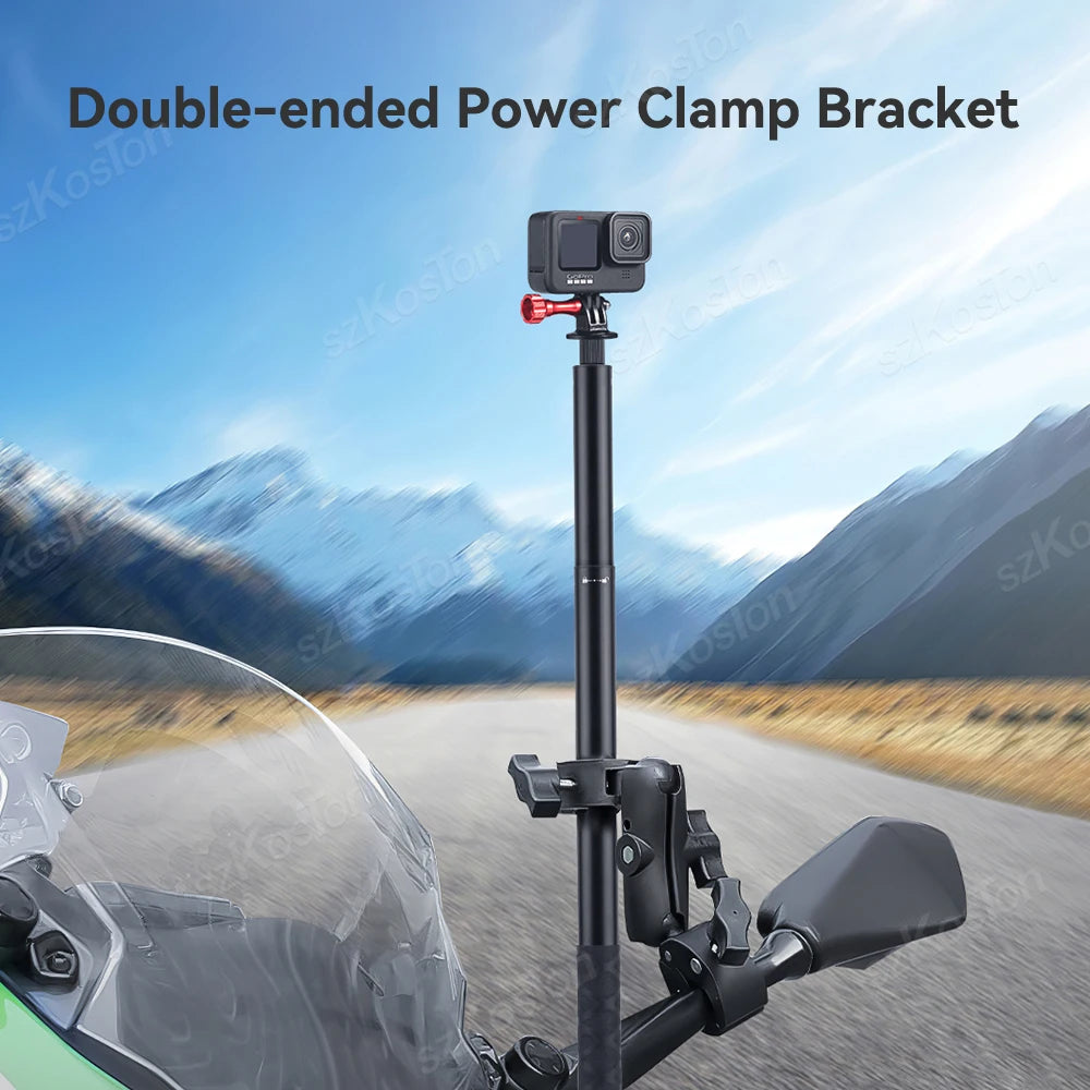 For Insta 360 X5 X4 X3 GO 3S Motorcycle Bicycle Clip Bracket for GoPro 13 12 11 DJI Action 6 Bike Selfie Stick Camera Accessory