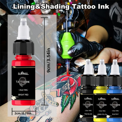 14-Color Tattoo Ink Set - 0.5oz Professional Pigments for Vibrant, Long-Lasting Body Art