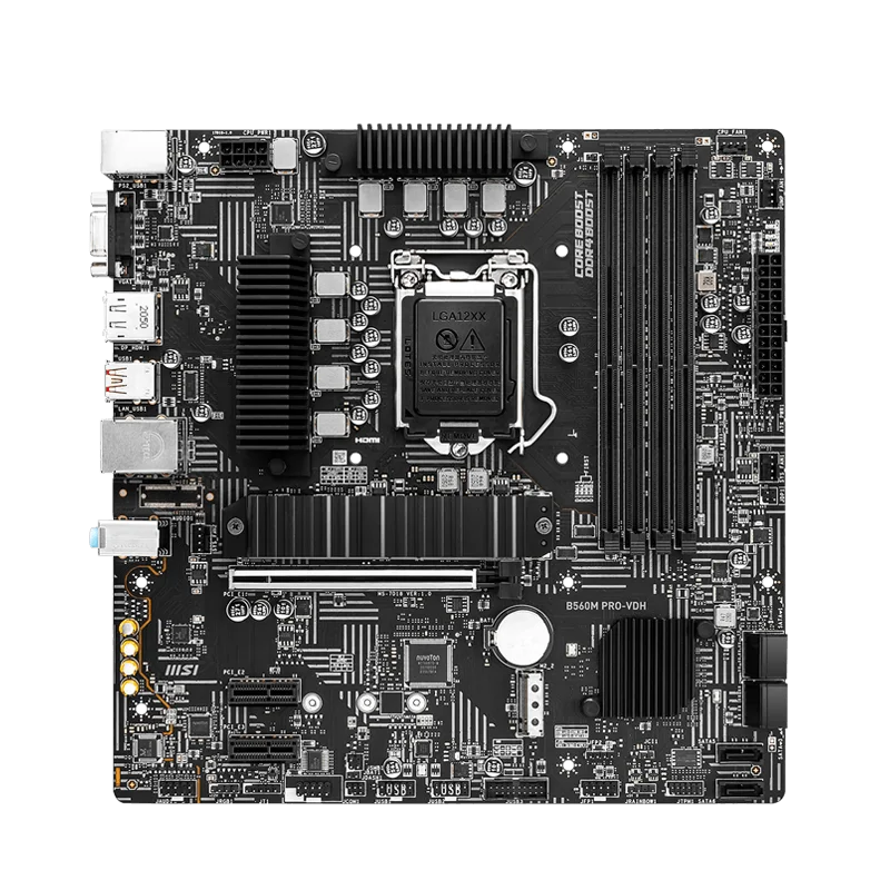 msi B560M PRO-VDH  (mATX, 11th/10th Gen Intel Core, LGA 1200 Socket, DDR4, PCIe 4, CFX, M.2 Slots, USB 3.2, 2.5G LAN Motherboard