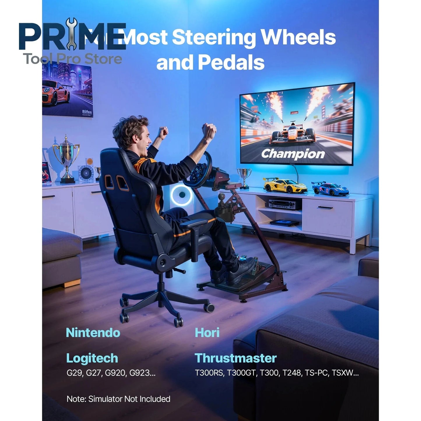 Racing Simulator Self-Career Steering Wheel Stand with Optional Shifter Mount for Xbox PS PlayStation for Logitech G27 G29 Gaming Wheel Stand Wheel Pedals