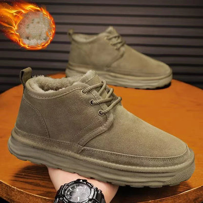 New Winter Snow Boots Men Plush Warm Men Boots Suede Leather Ankle Boot Comfortable Light Couple Cold Protection Sneakers