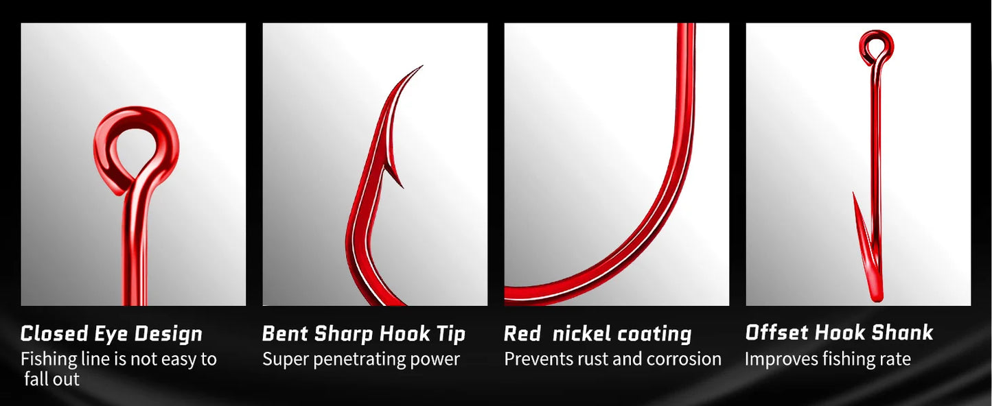 9KM Red Octopus Hook Fishing Extra Strong Versatile Fishing Hook Live Bait Hook for Saltwater