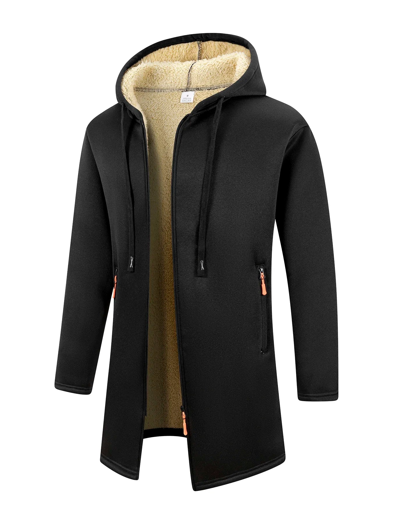 Herr Lång Vinterjacka med Fleece – Varm Vindskyddande Hoodie med Dragkedja, 4 Färger, Storlek S–XXXL