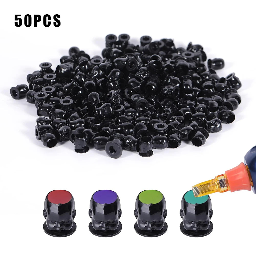 50/100/200pcs Plastic Disposable Tattoo Ink Cups With Base Pigment Clear Holder Container Cap Tattoo Accessory Permanent Makeup