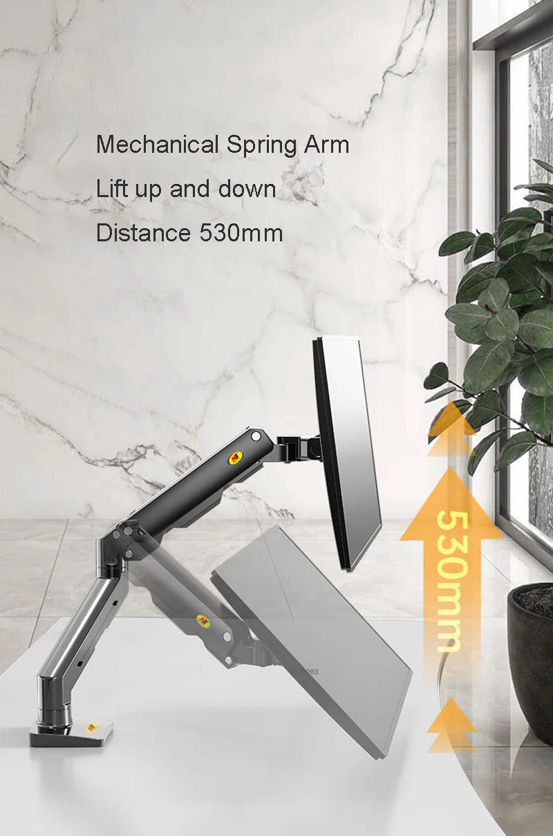 NB G55 Mechanical Spring Arm 27-34 Inch Dual Arc Screen Desktop Monitor Holder 5-16kgs Ultra Wide Monitor Mount with USB Port