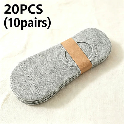 Wholesale 20PCS(10pairs) Pack Male Anti-slip Hidden Foot Socks, Thin Breathable Invisible Liner Socks, Multi Color No Show Socks