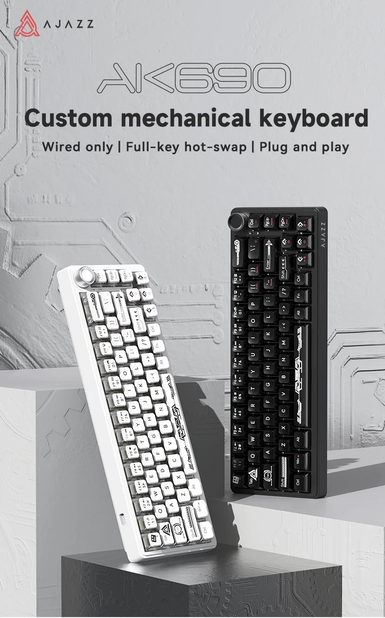 AJAZZ AK690 mekaniskt USB-tangentbord med 68 tangenter – engelsk layout