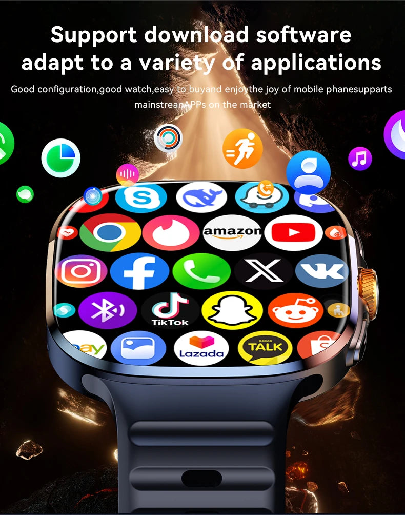 2026New 5G SIM Smart Watch 2.4" AMOLED 8+128GB GPS+NFC WIFI 1000W HD Camera IP68Waterproof Health Monitor Android Smartwatch Men