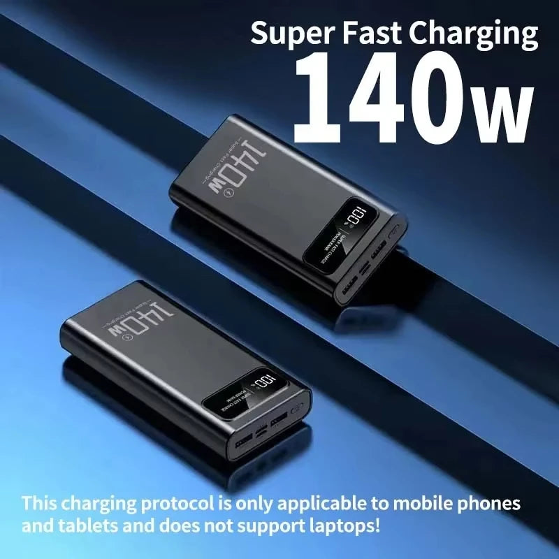 Lenovo 140W Power Bank 200000mAh Large Capacity Super Fast Charging Digital Display For iPhone Samsung Emergency Power Battery