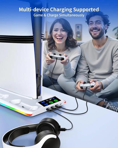 Stand For Sony PS5 Console Playstation Play Station PS 5 Pro Slim Support Cooler Fan Base Holder Control Charger Game Accessory