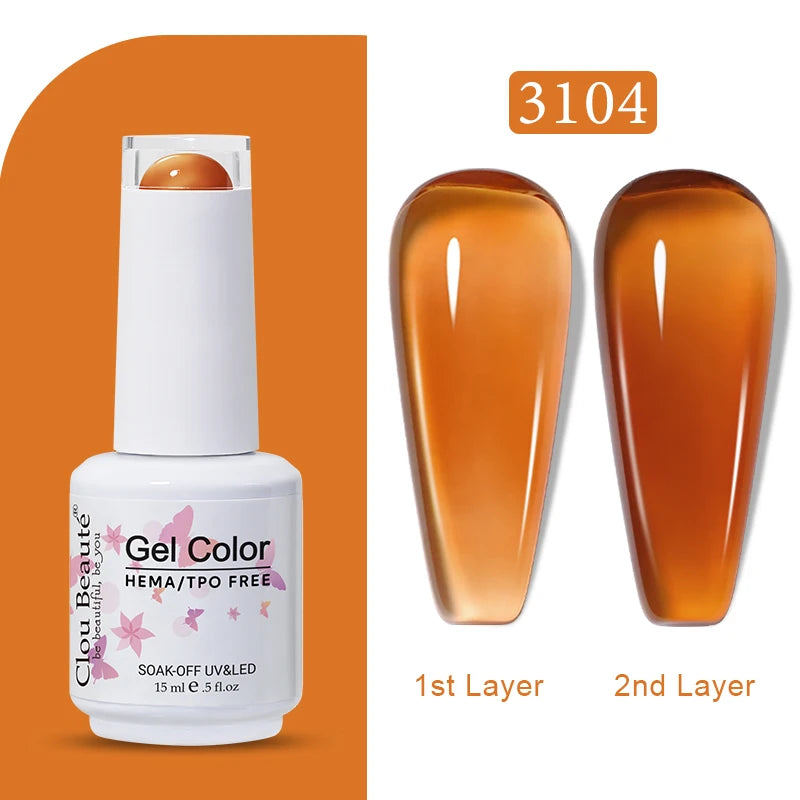 Clou Beaute Transparent French Gel Polish Translucent Nude Pink Red Jelly Glass Milky White Varnish Rainbow Color Nail Art