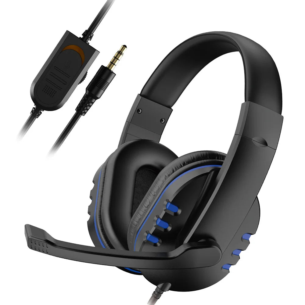 Gaming Headset 3,5mm Over-Ear – HD-mikrofon Omnidirektionell Stereo PS4 PC Smartphone 210x190x90mm Röd Blå