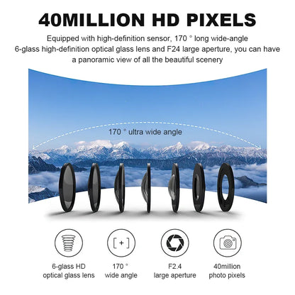 4K HD 60FPS Mini Camera Wifi Outdoor Sport 170° Wide Angle Action Kam Waterproof Bike Motorcycle Helmet Body Cam with LED Screen