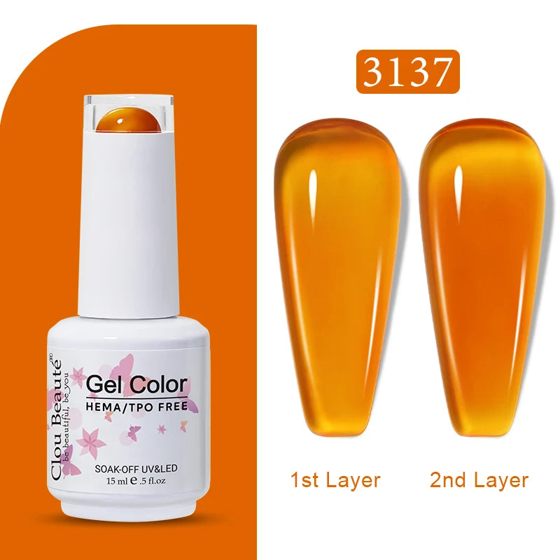 Clou Beaute Transparent French Gel Polish Translucent Nude Pink Red Jelly Glass Milky White Varnish Rainbow Color Nail Art