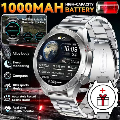 2026New Men's Outdoor Sports Smartwatch GPSTrack 1000mAh Battery Heart Rate Monitor 100+Sport Mode IP67 Waterproof Smart Watches