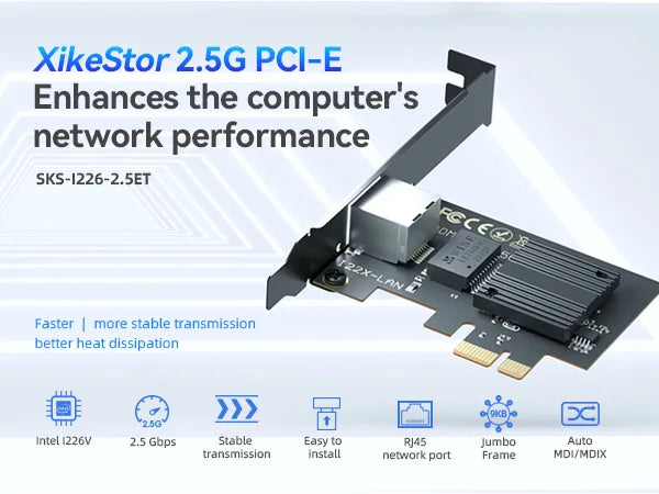 XikeStor PCIe-nätverkskort 2,5 GbE – Intel I226-V