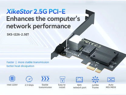 XikeStor PCIe-nätverkskort 2,5 GbE – Intel I226-V