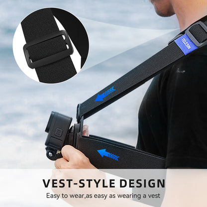 TELESIN Quick-Release Chest Strap Mount for GoPro Hero 13 12 11 10 9 8 7 Insta360 SJCAM DJI OSMO Action 5 4 3 Chest Belt Mount