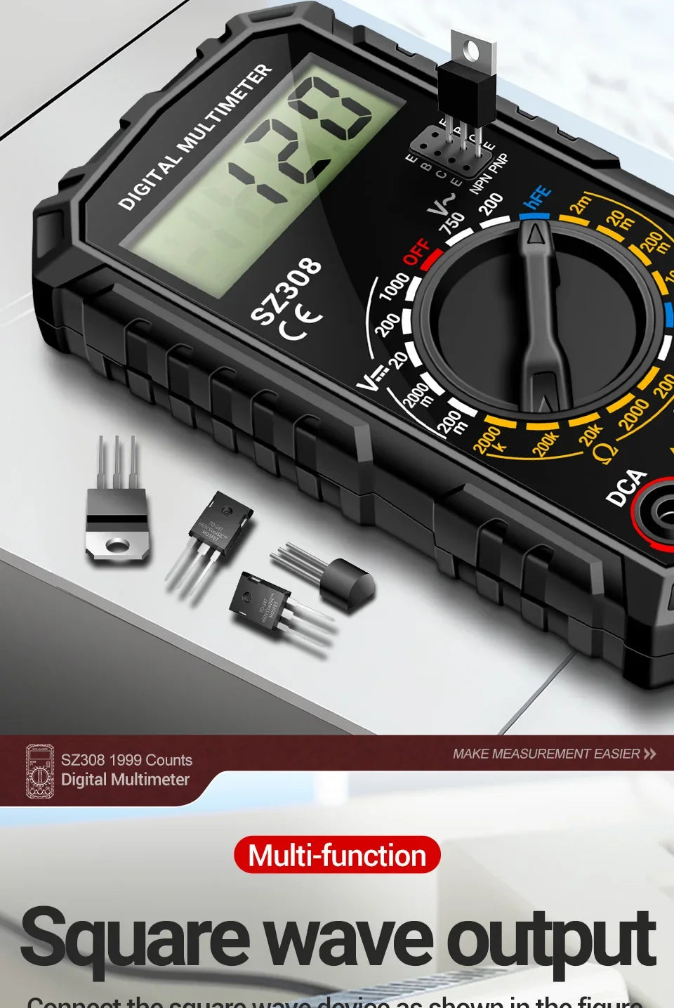 ANENG SZ308 digital multimeter med VD802-spänningspenna