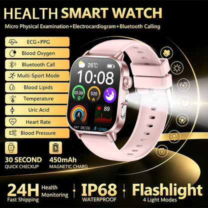 Nursing Grade New ECG+PPG Healthy Diagnose Smart Watch Men Body Analysis Blood Pressure Lipid Uric Acid NFC Health Tracker Watc