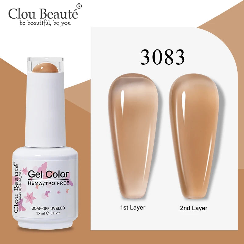 Clou Beaute Semi-transparent Jelly Color UV Gel Manicure Gel Nail Nail Supplies For Professionals Semi-permanent Varnish 15ml