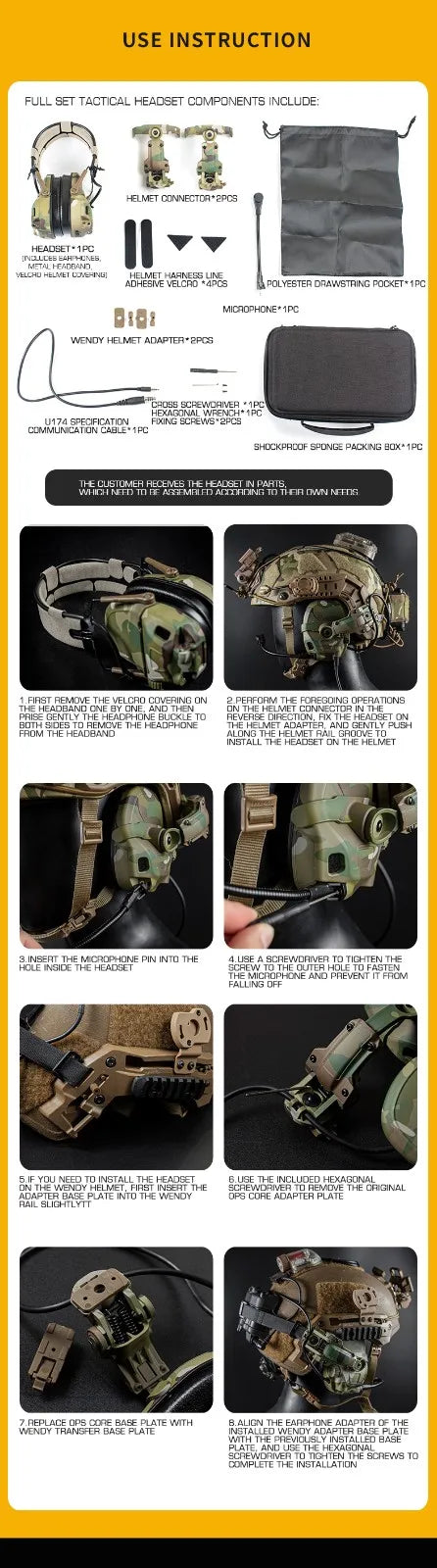 HD-17 GEN 6 Tactical Headset Sound Pickup&Noise Reduction Sports Shooting Earmuff Sports Shooting Impact Anti-Noise Headset