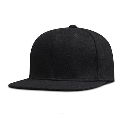 Woolen Winter Full Closed Fitted Cap Hat New York Size Trucker Men Bill Hip Hop Solid Baseball Blank Flat Visor Brim Era