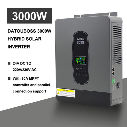 DATOUBOSS Solhybridinverter Ren Sinusvåg – 1,8kW 12V / 3kW 24V / 6,2kW 48V till 220V, Parallellanslutning, EU-lager Polen