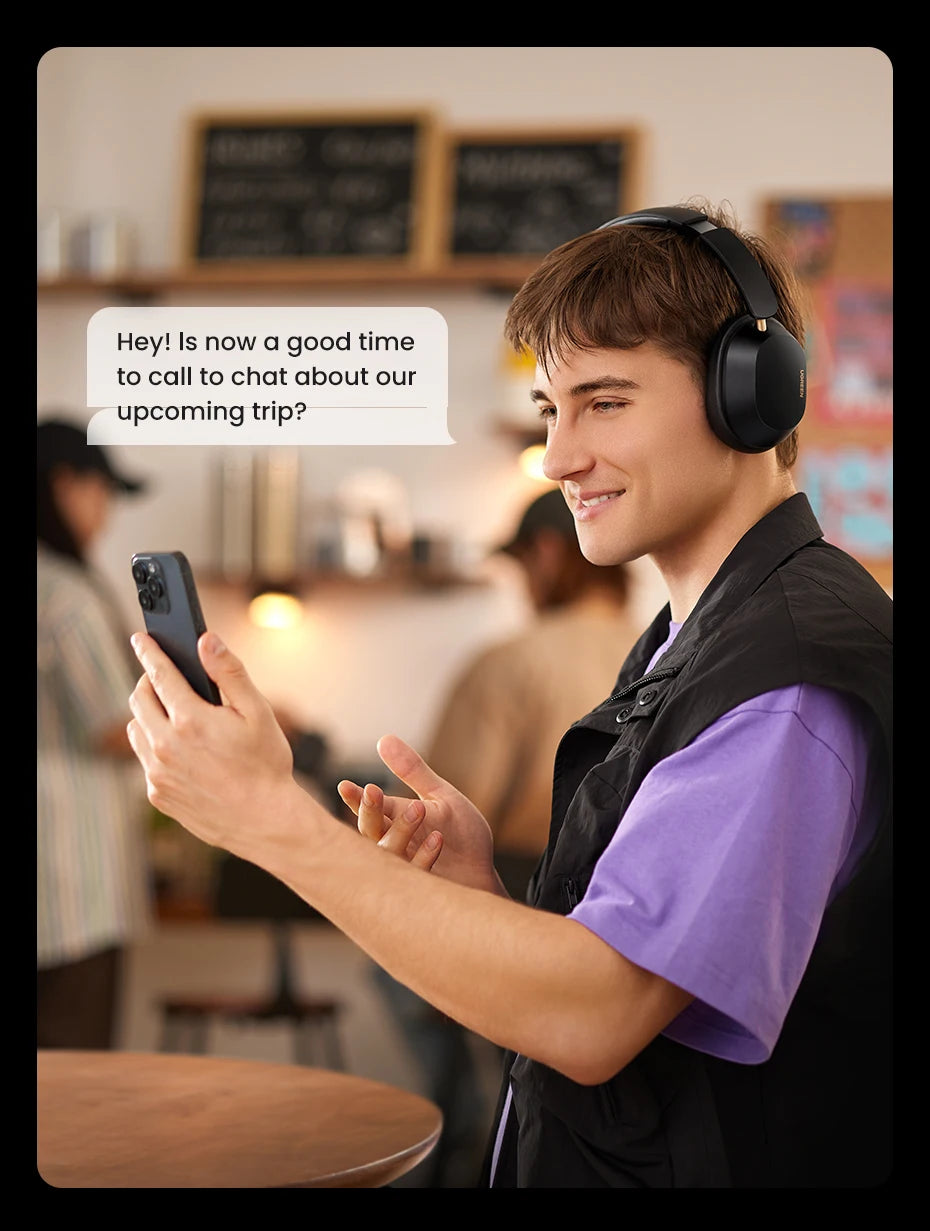 UGREEN Max5c Wireless Bluetooth Headphones ANC 43dB Active Noise Cancellation Hi-Res LDAC 75H Spatial Audio Earphones Headset