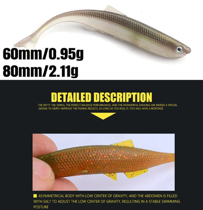 NEW Supercontinent leanness ShadTeez 60mm/80mm Perch Bass Artificia Pike Zander Predator Fishing 3d eyes Soft lure Fishing lures