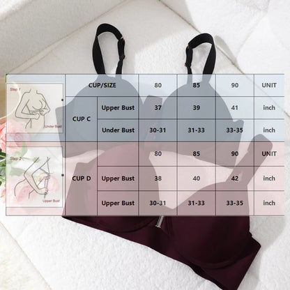Seamless Push Up Bra Women Deep V Cup Underwear Front Closure Comfort Lingerie Adjustable Strap Plus Size Solid Color