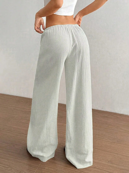 Dam Vida Byxor Hög Midja – Elegant Casual Enfargad Snördetalj Fickor Vår/Höst, 4 Färger S–XXL