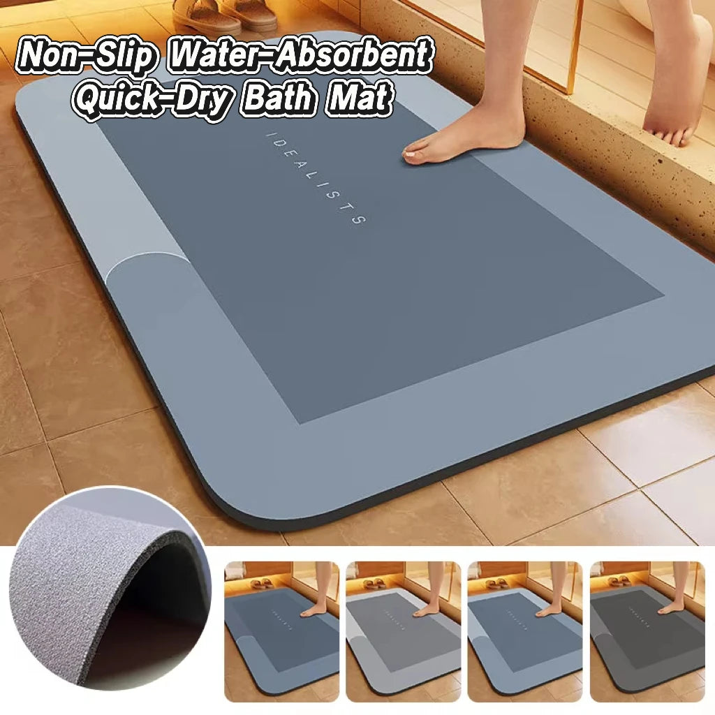Diatomaceous Earth Bath Mat Ultra Absorbent Non Skid Rapid Drying Soft Floor Mat for Bathroom Shower Laundry Bedroom Kitchen RV