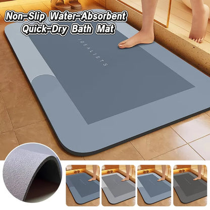 Diatomaceous Earth Bath Mat Ultra Absorbent Non Skid Rapid Drying Soft Floor Mat for Bathroom Shower Laundry Bedroom Kitchen RV