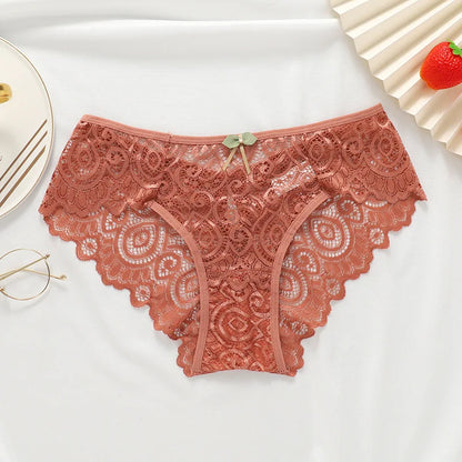 Meet'r Women Sexy Lace Panties Low-Rise Temptation Lingerie Female G String Transparent Underwear Hollow Out Briefs Intimates