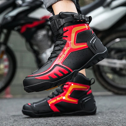Men Leather Motos Breathable Anti Slip Wear-resistant Riders Boots Motorbike Racing Ankle Length Shoes 2026 New Motorcycle Boots