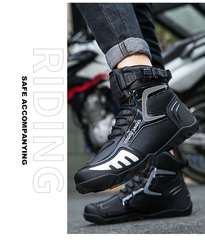 Men Leather Motos Breathable Anti Slip Wear-resistant Riders Boots Motorbike Racing Ankle Length Shoes 2026 New Motorcycle Boots