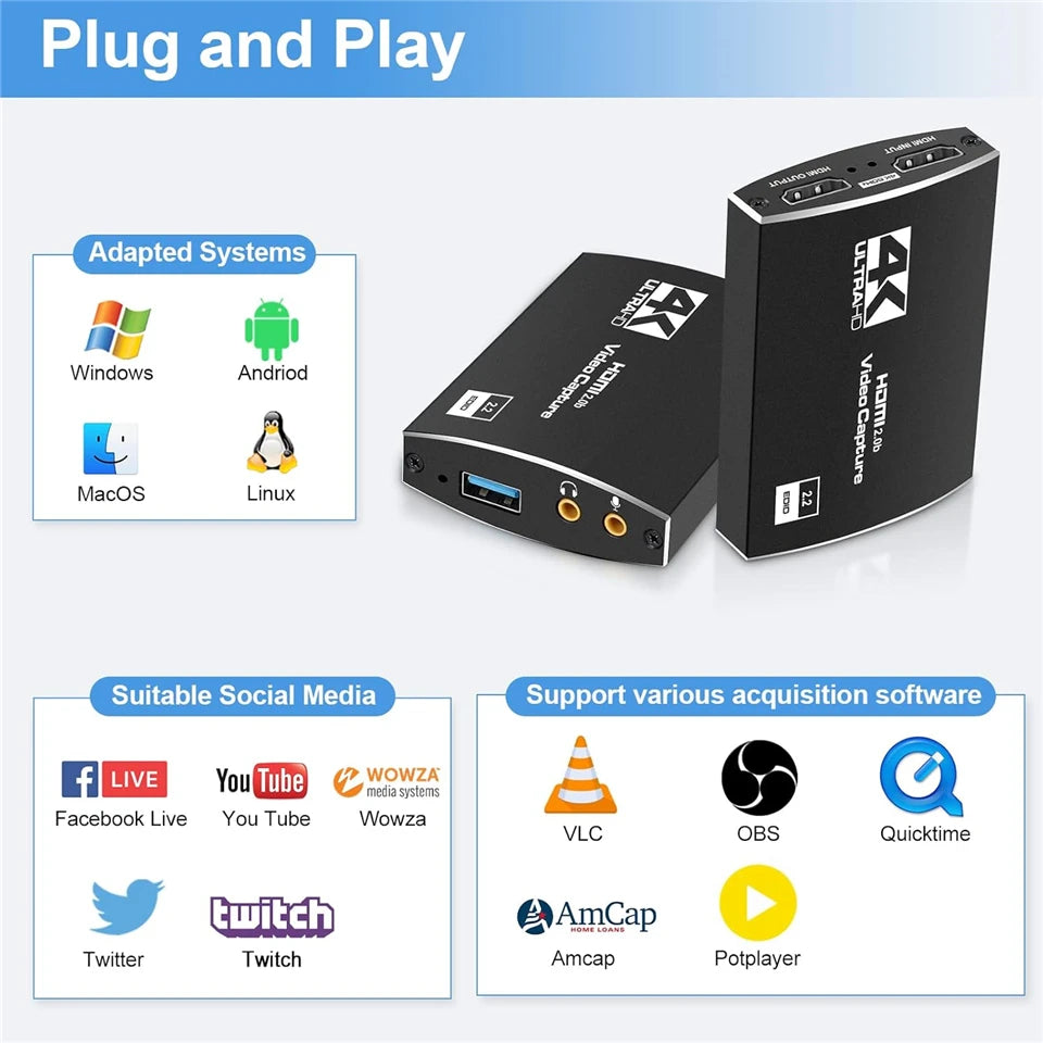 ZY-HC30A USB 3.0 HDMI-capture card – 4K/60 input och 1080p/60